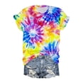 thumbnail image 1 of Uootdi Women's Tees Crew Neck Short Sleeve Tie Dye Print Tops Casual Loose Fit T Shirts Gift, 1 of 6