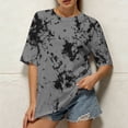 thumbnail image 1 of Uootdi Women's Tees Round Neck Short Sleeve Tie Dye Print Solid Casual Tops Daily Wear Style Soft Stretchy Loose Fit Shirts Gift, 1 of 9