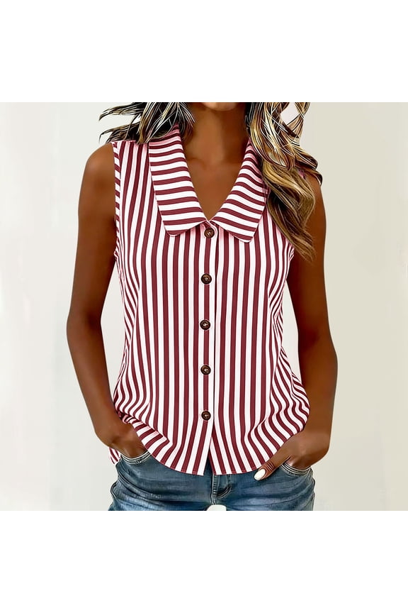 Women's Tops Peter Pan Collar Sleeveless Striped Tops Office Daily Commute Neat Fit Comfortable Vests Gift
