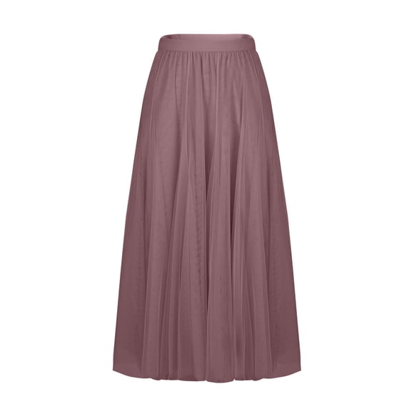 Uootdi Women's Tulle Skirts High Waist Solid Color Pleated Maxi Skirts Elegant Flowy Skirts Gift
