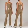 thumbnail image 1 of Uootdi Womens Activewear Sets Contrast Trim Crop Tops Flare Pants Two Piece Slim Fit Stretchy Breathable Workout Sets Gym Outfits Gift, 1 of 6