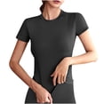 thumbnail image 1 of Uootdi Womens Athletic Tops Crew Neck Short Sleeve Slim Fit Stretchy Breathable Pullovers Workout Gym Tops Active Sport Style Gift, 1 of 6