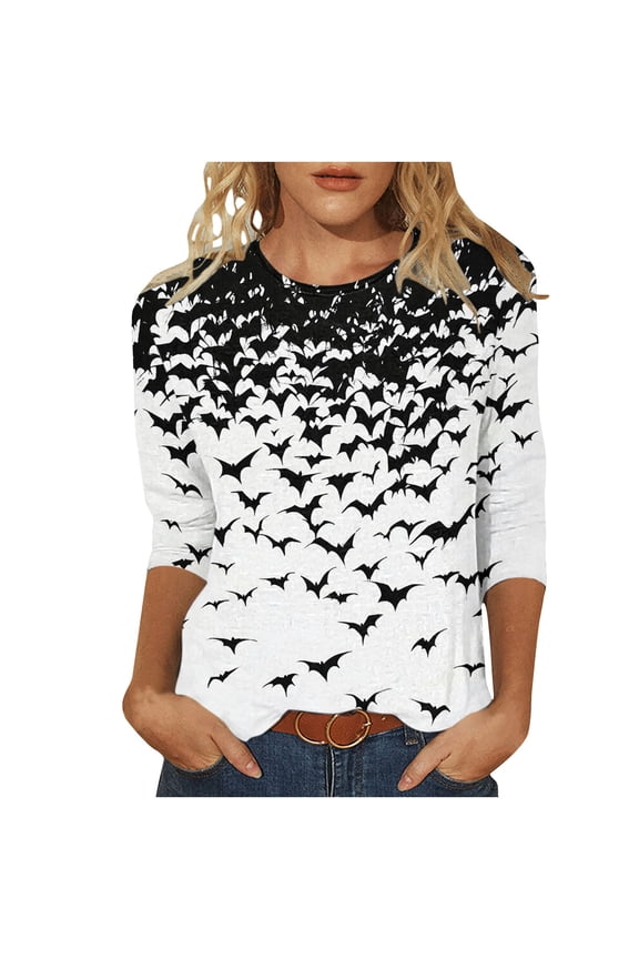 Womens Aztec Graphic Shirts Summer 3/4 Sleeve Tops Plus Size Dressy Casual Loose Fit Tshirts Tees Tshirts Black Womens Tops