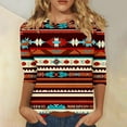 thumbnail image 1 of Uootdi Womens Aztec Shirts Summer 3/4 Sleeve Tops Plus Size Dressy Casual Loose Fit Tshirts Graphic Tees Tshirts tops Multicolor Womens Tops, 1 of 5