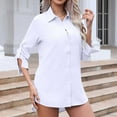 thumbnail image 1 of Uootdi Womens Button Down Long Sleeve Shirt V Neck Business Dress Slim Fitted Classic Shirts Casual Loose Roll Up Gift Work Blouse, 1 of 8