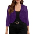 thumbnail image 1 of Uootdi Womens Cardigans 3/4 Sleeve Sheer Mesh Polka Dot Cropped Length Party Evening Layering Cover Ups Boleros Gift, 1 of 6