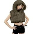 thumbnail image 1 of Uootdi Womens Cropped Y2k Vest Fuzzy Fleece Turn Down Collar Zipper Vest Warm Winter Sleeveless Jacket, 1 of 5