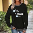 thumbnail image 1 of Uootdi Womens Cute Print Daily Long Sleeve Shirts Round Neck Letter Graphic Sweatshirt Pullover Relaxed Fit Pullover Fall Clothes Gift, 1 of 6