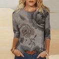 thumbnail image 1 of Uootdi Womens Floral Jacquard Tops Crew Neck Long Sleeve Textured Blouses Casual Patterned Tees Everyday Street Style Gift, 1 of 5