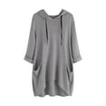 thumbnail image 1 of Uootdi Womens Gift Tops Plus Size Long Sleeve Drawstring Lightweight Hoodie Pullover Ladies Basic Shirts Casual Tunic Blouse wi th Pockets, 1 of 3