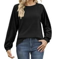 thumbnail image 1 of Uootdi Womens Hollow Out Sweater Womens Cute Crochet Knit Long Gift Sleeve Tops Fall Crewneck Lightweight Ribbed Pullover, 1 of 7