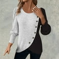 thumbnail image 1 of Pounoo Womens Knit Sweaters Fall Winter Casual Long Sleeve Ribbed Gift Colorblock Button Pullover Tunic Tops for Women, 1 of 7
