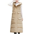 thumbnail image 1 of Uootdi Womens Long Down Vest Thick Waistcoat Sleeveless Long Coats Jackets Casual Loose Fit Fall Winter Outerwear, 1 of 6