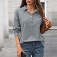 thumbnail image 1 of Uootdi Womens Long Sleeve Collared Shirt Polo Knit Sweaters Lightweight Striped Sweaters Fall Fashion Blouses Business Ca sual Gift Tops, 1 of 5