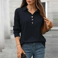 thumbnail image 1 of Uootdi Womens Long Sleeve Collared Shirt Polo Knit Sweaters Lightweight Striped Sweaters Fall Fashion Blouses Business Ca sual Gift Tops, 1 of 5