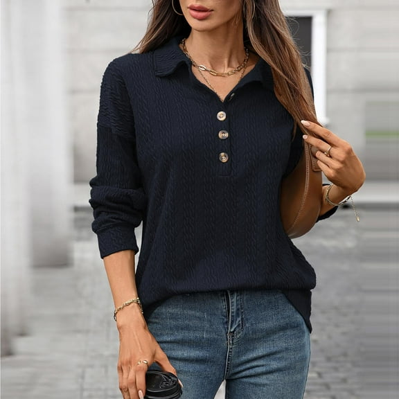 Uootdi Womens Long Sleeve Collared Shirt Polo Knit Sweaters Lightweight Striped Sweaters Fall Fashion Blouses Business Ca sual Gift Tops