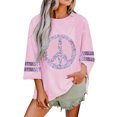thumbnail image 1 of Uootdi Womens Long Sleeve Oversized Crewneck Tops Floral Peace Symbol Drop Shoulder Sweatshirt Casual Gift Pullover Top Drop Sh oulder Wide, 1 of 7
