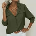 thumbnail image 1 of Uootdi Womens Long Sleeve Shirts Solid Lapel Button Down Shirt Top Casual Business Basic Office Blouse with Gift Pockets, 1 of 6