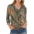 thumbnail image 1 of Uootdi Womens Long Sleeve Tops Dressy Round Neck Pleated Shirts Retro Flowers Print Blouse Slim Gift Elegant Pullover Work Casua l Clothes, 1 of 5