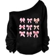 thumbnail image 1 of Uootdi Womens Off Shoulder Long Gift Sleeve Shirts Cute Print Sweatshirt Tops Loose Soft Pullover Fall Fashion Clothes, 1 of 4