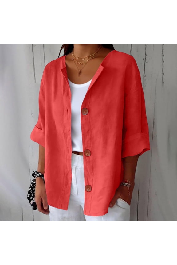 Womens Open Front Cardigans Stand Collar Button Front Cotton Linen Cardigan Tops Casual Solid Color Knitted Cardigans Office Daily Chic Wear Gift
