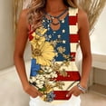 thumbnail image 1 of Uootdi Womens Patriotic Tank Tops American Flag Floral Print Sleeveless Top O Ring Cut Out Loose Fit 4th Of July Patriotic Blouses Holiday Casual Style Gift, 1 of 6