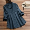 thumbnail image 1 of Uootdi Womens Plus Size Long Sleeve V Neck Button Down Shirts Dress Shirt Textured Collared Work Blouse Gift Dressy Casual Tops wi, 1 of 7