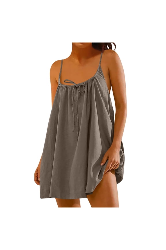 Womens Spaghetti Strap Backless Dresses Casual Sundresses Bohemian Shift Dresses Summer Beach Wear Gift