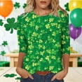 thumbnail image 1 of Uootdi Womens St Patrick's Day Tops Crew Neck Soft Cotton Blend Tees Shirts Green Print 3/4 Sleeves Casual Holiday Tops Gift, 1 of 6