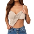 thumbnail image 1 of Uootdi Womens Tank Tops Spaghetti Strap Wrap Ruched Crop Camisole Solid Plain Regular Womens Shirts Womens Basic Tops, 1 of 6