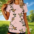 thumbnail image 1 of Uootdi Womens Tees Short Sleeve Crewneck Butterfly Print Relaxed Fit Casual Summer Vacation Everyday Outfits Gift, 1 of 7