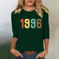 thumbnail image 1 of Uootdi Womens Tops 3/4 Sleeve Crewneck 1976 Retro Rainbow Print Relaxed Fit Nostalgic Summer Getaway Tees Gift, 1 of 4
