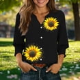 thumbnail image 1 of Uootdi Womens Tops 3/4 Sleeve V Neck Button Front Polka Dot Print Ruched Cuffs Casual Daily Weekend Brunch Soft Blouses Gift, 1 of 5