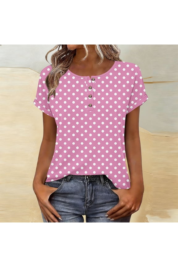 Womens Tops Colorblock Henley Neckline Short Sleeves Casual Daily Night Outings Coffee Dates Blouses Shirts Gift