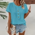 thumbnail image 1 of Uootdi Womens Tops Half Button Placket Short Sleeve Relaxed Fit Soft Fabric Casual Everyday Wear Office Looks Gift, 1 of 7