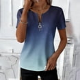 thumbnail image 1 of Uootdi Womens Tops Quarter Zip V Neck Slim Fit Short Sleeve Stretchy Lightweight Blouses Basic Tees Evening Chic Outfit Gift, 1 of 6