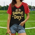 thumbnail image 1 of Uootdi Womens V Neck Tees Game Day Football Print Short Sleeve Shirts Game Days Tailgates Sports Gatherings Blouses Tops Gift, 1 of 6