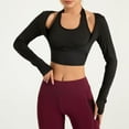 thumbnail image 1 of Uootdi Workout Tops for Women Halter Cropped Long Sleeve Shirts with Thumbhole Gym Athletic Yoga Compression Shirt Gift, 1 of 9
