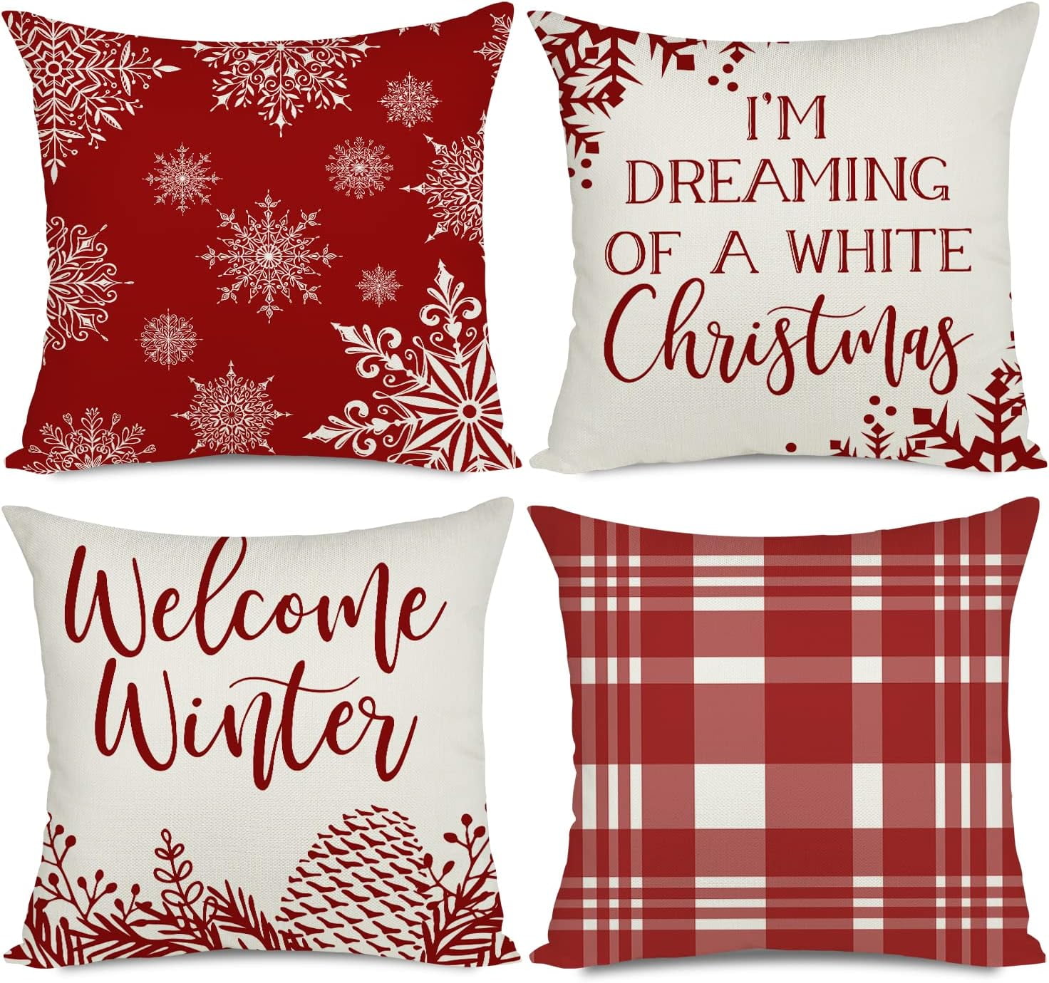 Uorbeay 16x16 Christmas Throw Pillow Covers, Decorative Outdoor