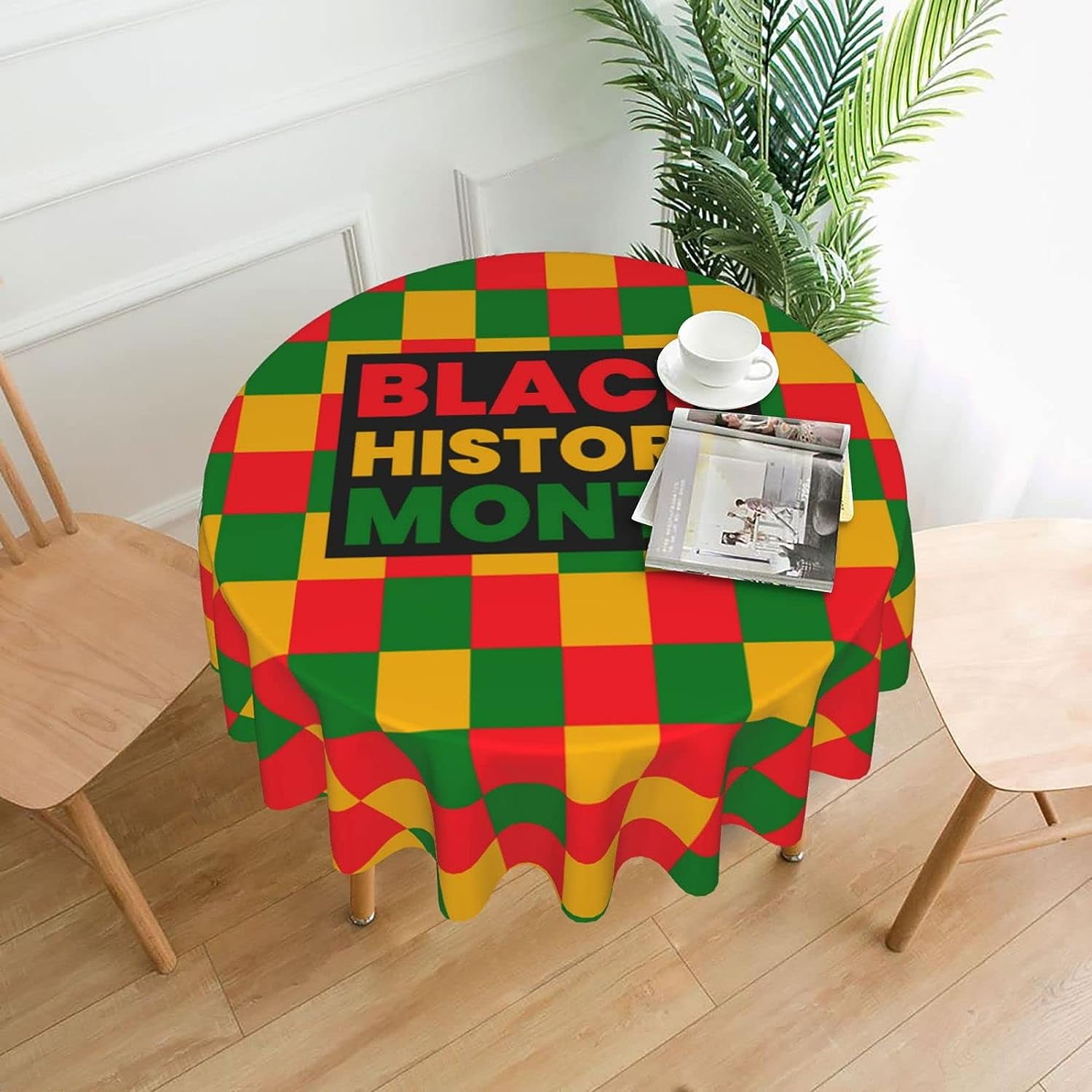 Uorbeay Black History Month Round Tablecloth Kitchen Picnic Tablecloths Washable Table Cover for