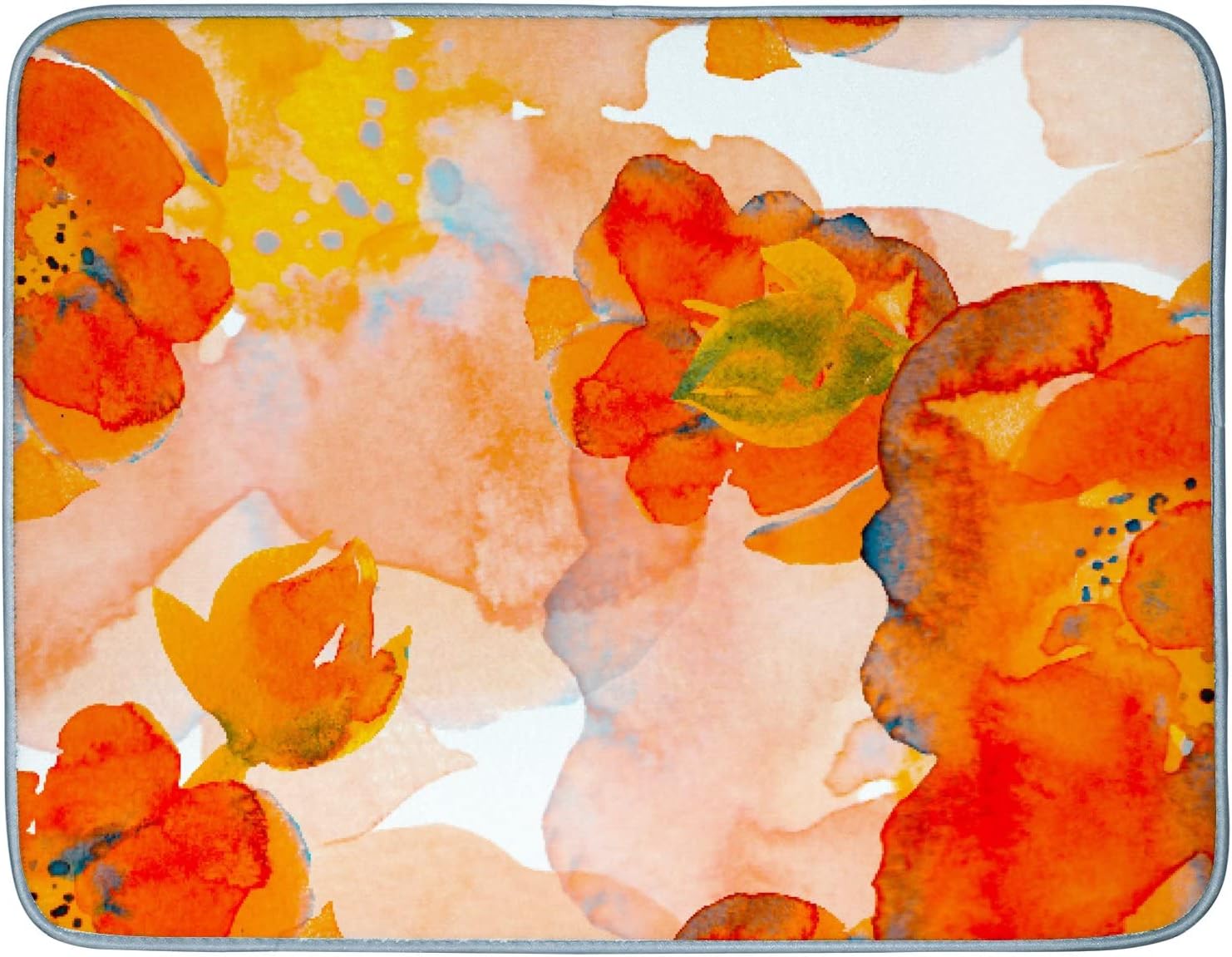 Uorbeay Dish Drying Mats for Kitchen Counter,Spring Flower Hummingbirds Dish Drainer Mat, Ultra