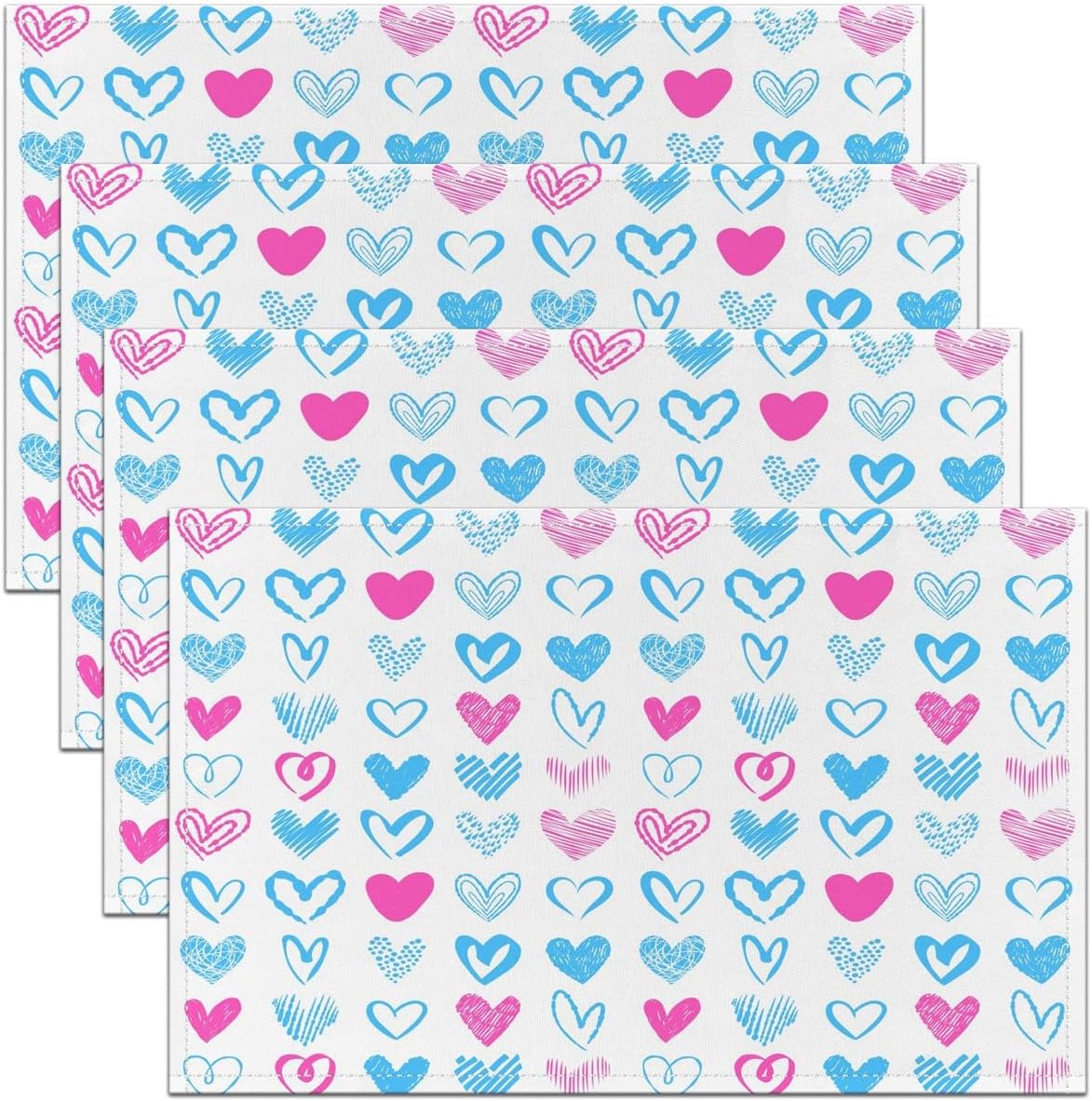 Uorbeay Love Table Mats Placemat Cartoon Cute Heart Shaped Placemats