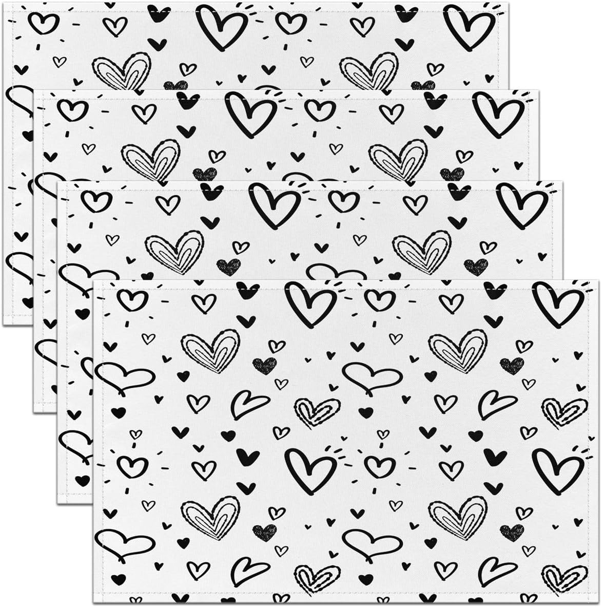 Uorbeay Love Table Mats Placemat Cartoon Cute Heart Shaped Placemats