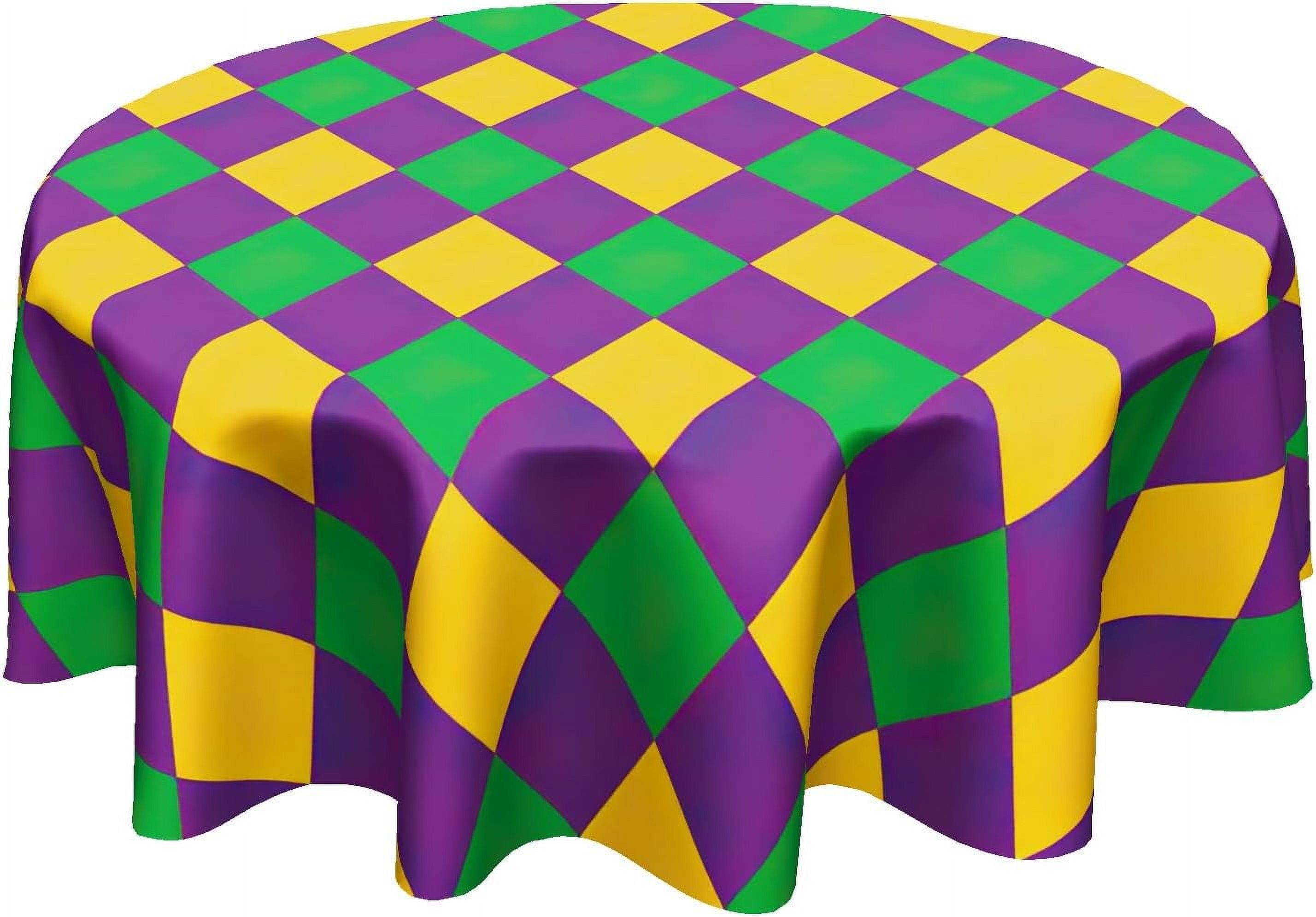mardi gras tablecloth round
