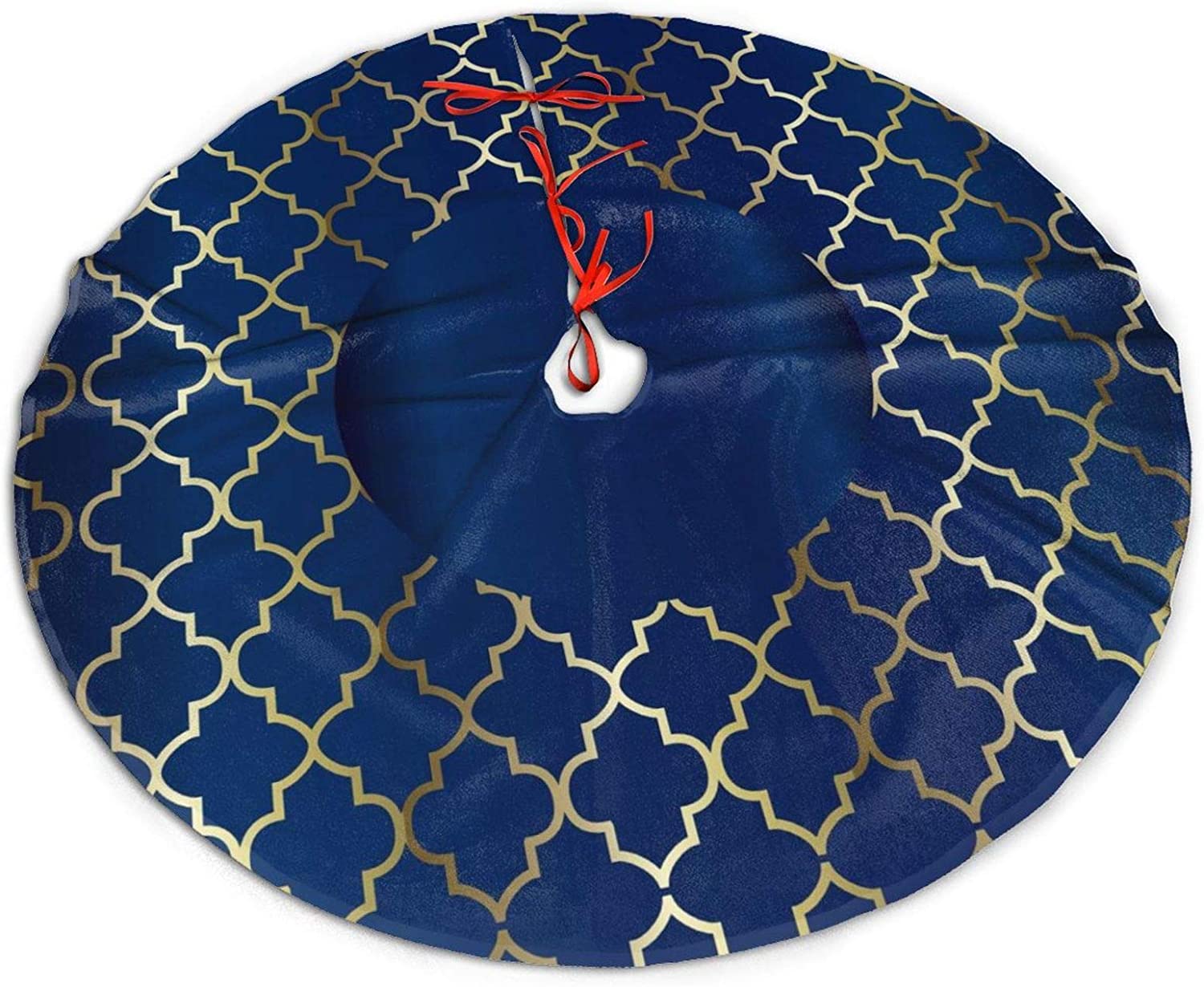 Uorbeay Merry Christmas in Navy Blue & Gold Tree Skirt for Xmas New