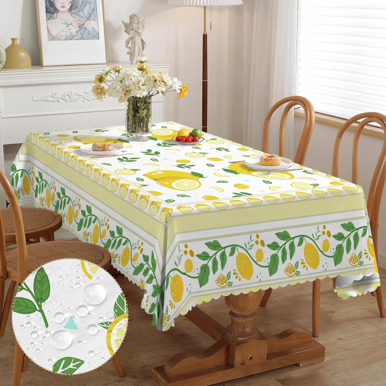 Uorbeay Rectangular Summer Tablecloths, Garden Tablecloth, Stain