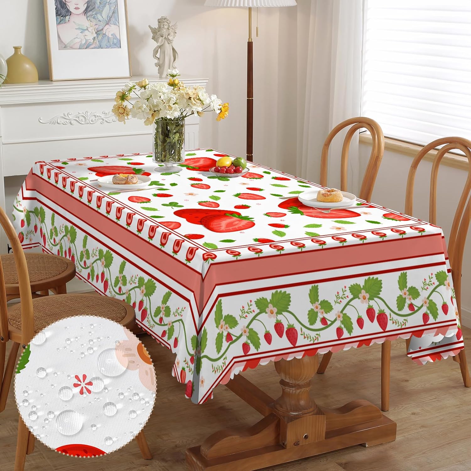Uorbeay Rectangular Summer Tablecloths, Garden Tablecloth, Stain