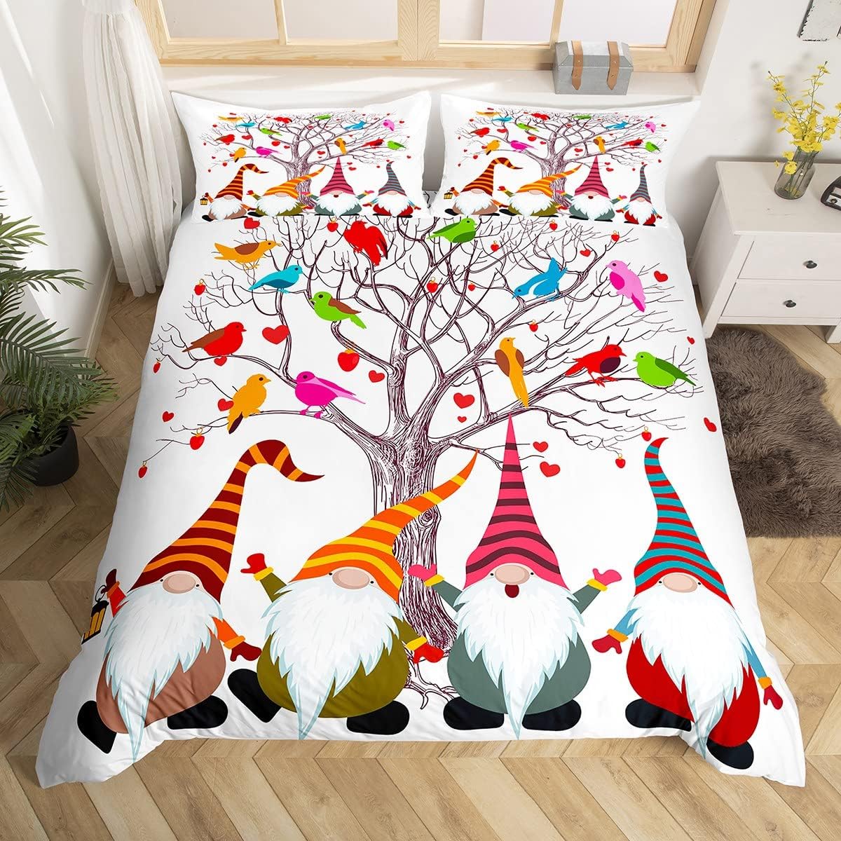 Uorbeay Spring Gnome Duvet Cover King Sweet Honey Bees Truck Loads