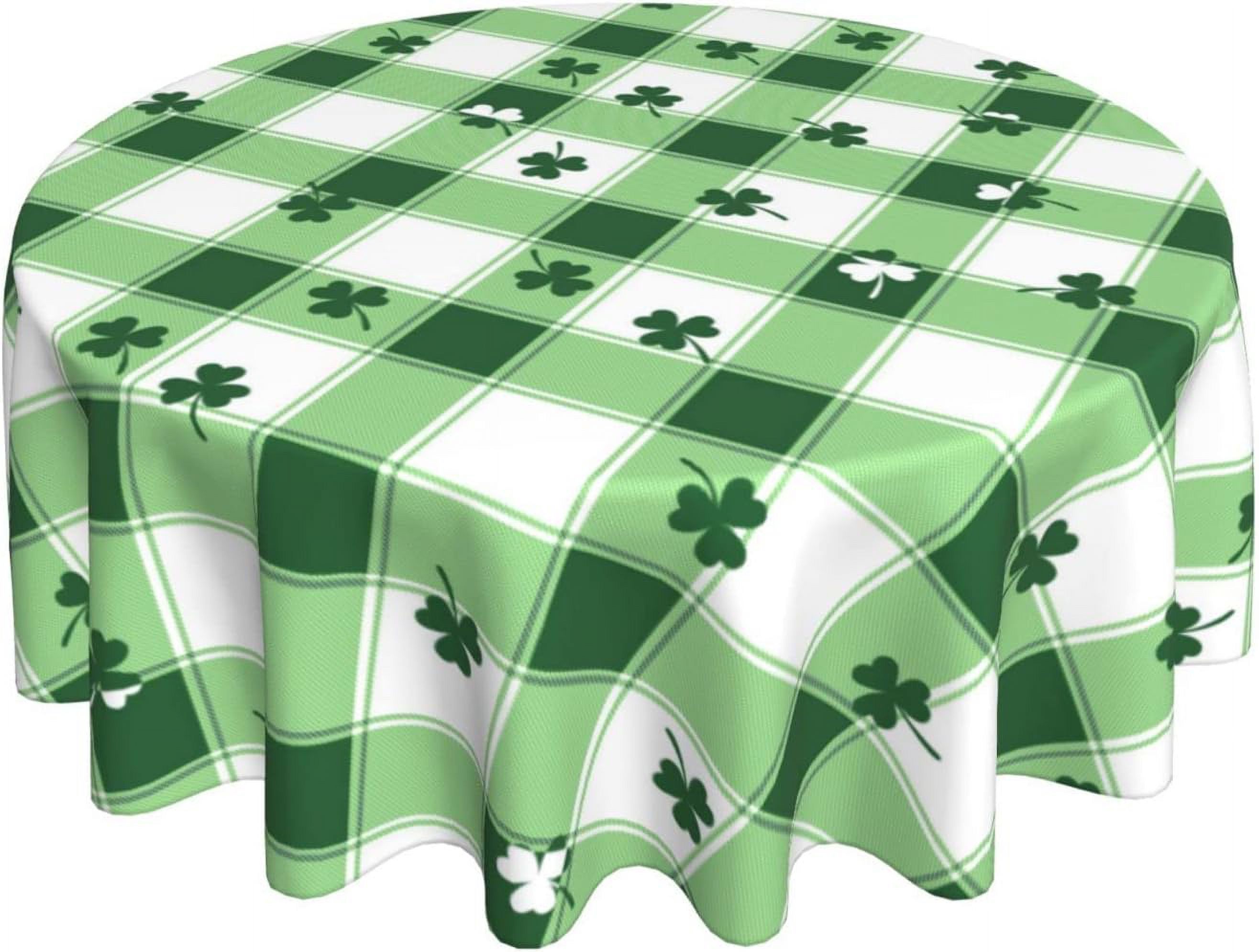 Uorbeay St Patrick's Day Tablecloth Round 70 Inch, Waterproof Washable