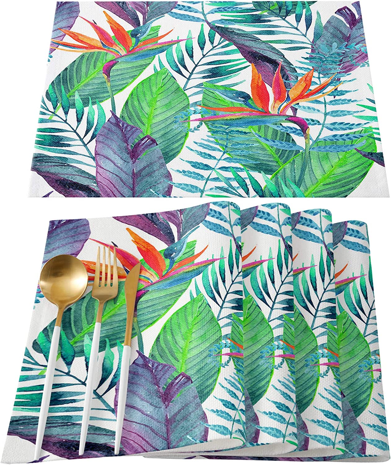 Uorbeay Valentine's Day Place Mats Set of 4 Washable Cloth Placemats